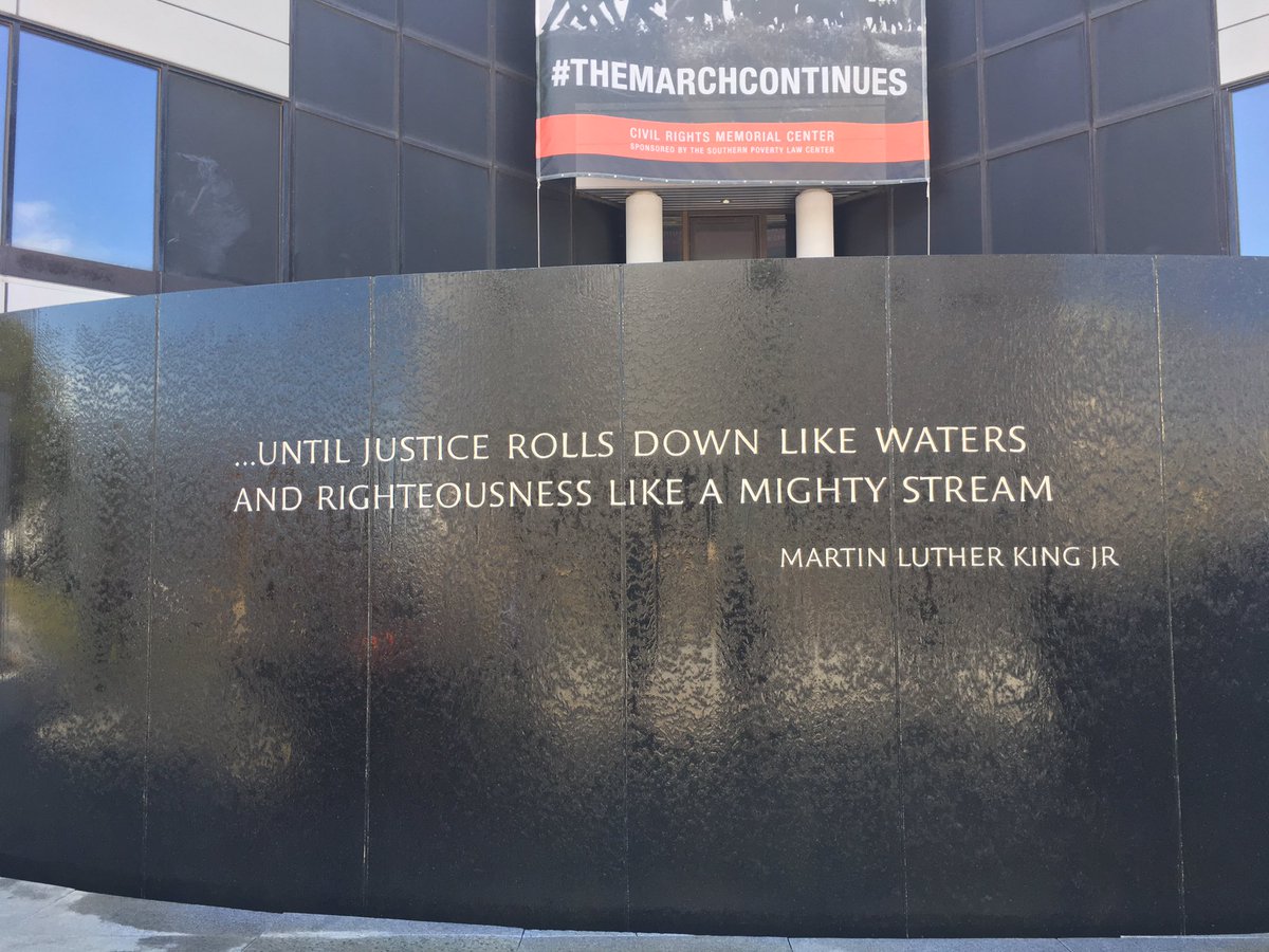 oucivilride's tweet photo. First stop of day two in Montgomery: Civil Rights Memorial. It’s located across the street from the @splcenter. @ScrippsOU @scrippsjschool @Scripps_DC @profstewartrk @OHIOGoGlobal #OUCivilRide #ThisCouldBeYourSpringBreak #ScrippsSpringBreak #freedom #makeitDIVERSE https://t.co/qo0T9VppiS