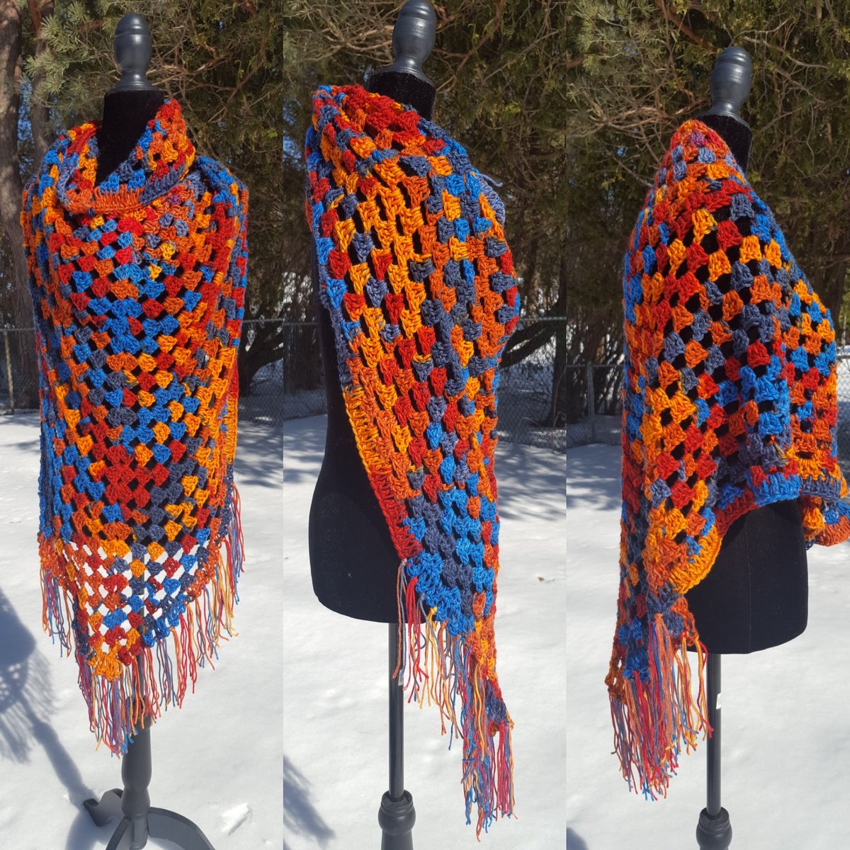 Lacie4Crochet's tweet photo. Using #CaronCakes #SimplySoft yarn in #Colour "Central Park" this #Shawl has been made bigger / longer to #showcase the awesome 'pop' contrast 😉 so #Colourful &amp; eye-catching 🌞#crochet #homemade #handmade #madewithlove #creation #crafty #crochetwitch #craftycrochetwitch #warm 💜 https://t.co/1gD0y5NmQG