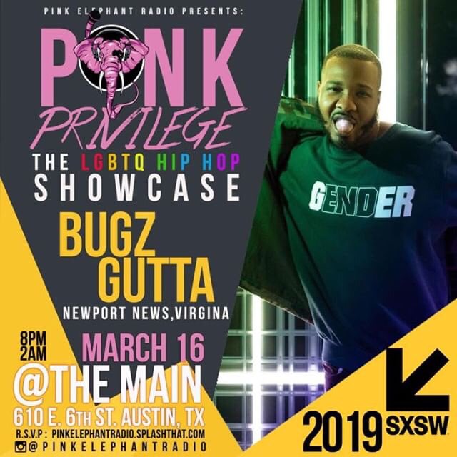 bugzgutta's tweet photo. Check me out in Texas this sat @sxsw @PE_MusicGroup i will be hitting the stage with some dope artist from our community @loveandhiphop @HOT97 @VH1 @wileyshow @BillboardPride @billboard https://t.co/jYS68FGSs4