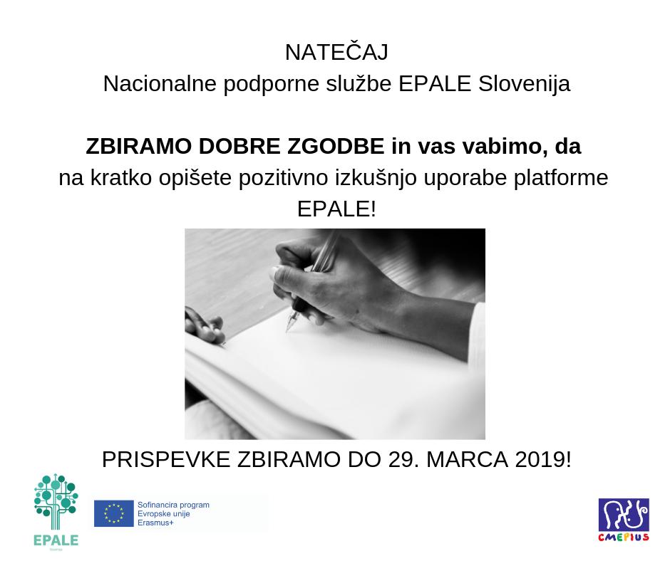 EPALE_SI's tweet photo. Zbiramo dobre zgodbe in vas vabimo k prispevanju pozitivnih uporabniških izkušenj ob uporabi platforme EPALE! https://t.co/ptlUJj0z8m https://t.co/oLqTsny3q7
