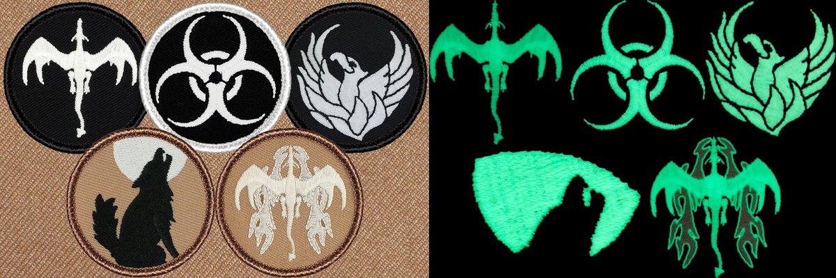 Check these awesome glow in the dark patches! Available with or without velcro! See all the available designs at Patchtown.com!