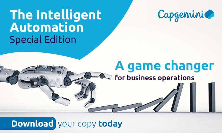 CapgeminiBusSvc's tweet photo. Where is your organization today in terms of #automation maturity and what is holding you back from making more progress? Our #IntelligentAutomation Special Edition magazine can help you find the answers to these and many more #IA questions. https://t.co/KWxD3e31KU https://t.co/8btTZvisGT