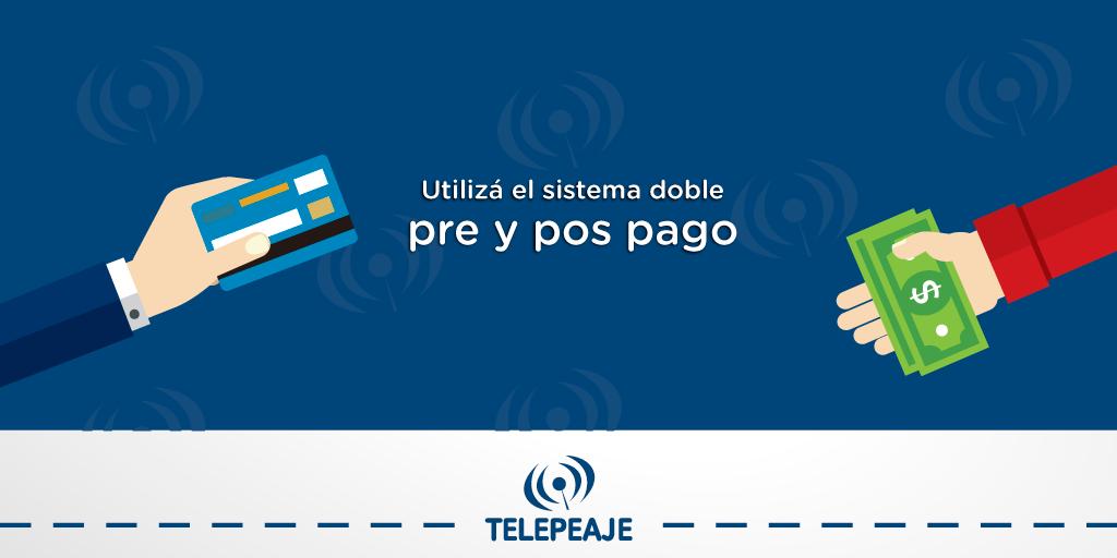 ¿Sabías que podés acceder al sistema doble pre y pos pago para mayor comodidad?
El sistema prioriza el prepago y cambia al pospago automáticamente cuando sea necesario.
Recorda que con prepago con el 10% de descuento. 
Con Telepeaje siempre es más fácil!