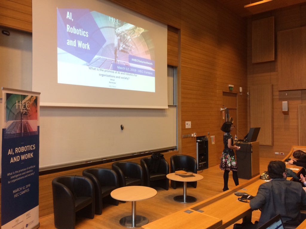 HECParisSnO's tweet image. &quot;We are very happy to welcome you at the 4th annual conference of the #snocenter on #AIandRobotics #HECfutureOfWork &quot; Professor Mitali Barnerjee - What is the impact on our society and organizations ?