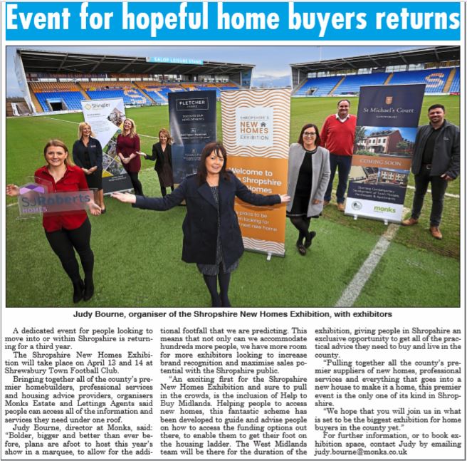 Great write-up in <a href="/ShropshireStar/">Shropshire Star</a>! If you are interested in exhibiting in #Shropshire 's biggest &amp; best new #homes exhibition, speak to Judy <a href="/MonksProperty/">Monks</a> ASAP. Limited spaces still available. <a href="/fletcher_homes/">Fletcher Homes</a> @Shingler <a href="/SJRobertsHomes/">SJ Roberts Homes</a> pls RT