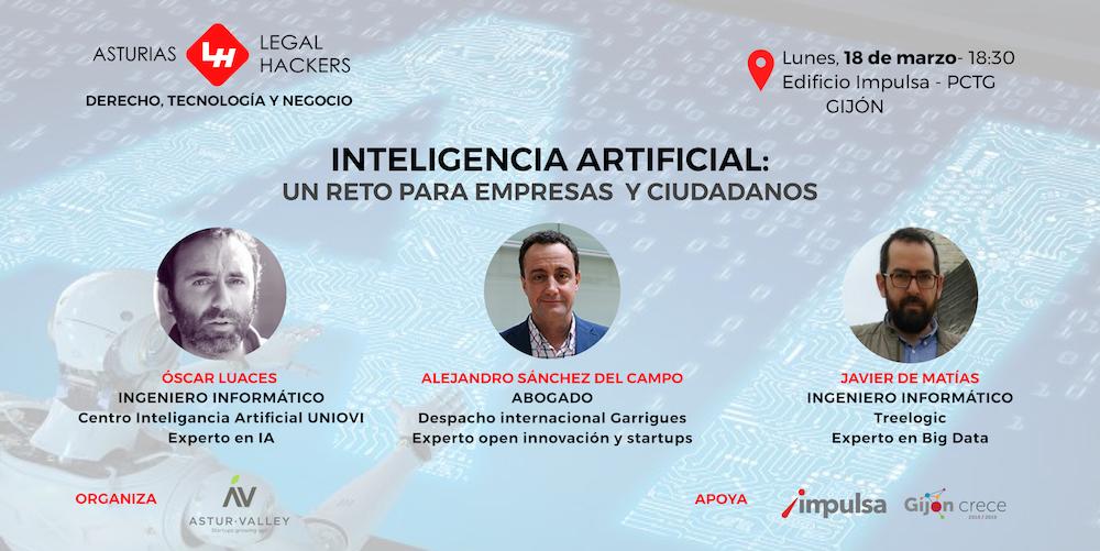 El 18/marzo vuelve <a href="/LegalHackersAST/">LegalHackersAsturias</a> a Gijón!

Hablaremos de inteligencia artificial y las posibilidades que ofrece a empresas con @oluaces de <a href="/uniovi_info/">Universidad Oviedo</a>, <a href="/replicantelegal/">replicante legal</a> de <a href="/garrigues_es/">Garrigues</a> y Javier de Matías de <a href="/treelogic/">Treelogic</a>

Más info:bit.ly/LegalHackersIA