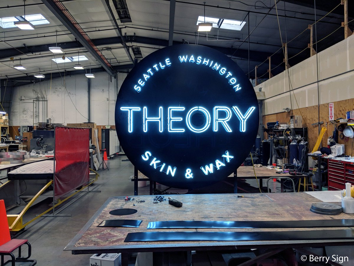 Check out this custom built cabinet with exposed neon for Theory Skin &amp; Wax !!! 
#theoryskinandwax #Customsign #custombuilt
#newsigns #Neon #neonsigns #installation #installers #washingtonsign #sign #signcabinets #teamwork #berrysign #berrysignsystem