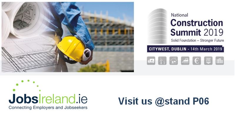 jobsireland's tweet photo. https://t.co/ZdHUHfMqSM will be at the @ConstructSummit tomorrow at stand P06. Our team will be there to advise of the @welfare_ie supports and services available to Employers and Jobseekers. Make sure you drop by our stand! @EURESIreland  #Rebuild19 #Engineering19 https://t.co/50IiXE2YvS