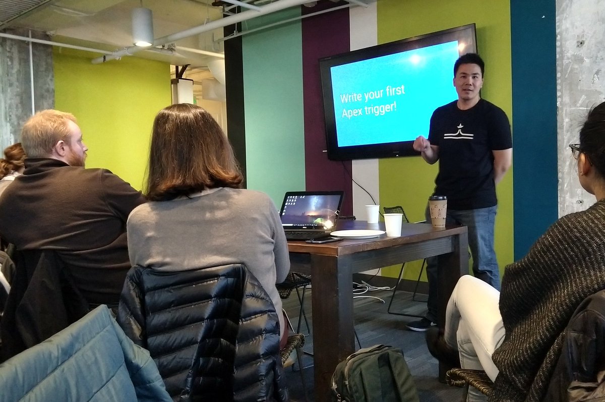 RCiprotti's tweet image. At #Salesforce #AwesomeAdmins Seattle Meetup, hearing from David Liu, Technical Architect at @Google about whether you should learn to code. Hosted by @Slalom. Fascinating stuff! #AdminToDeveloper