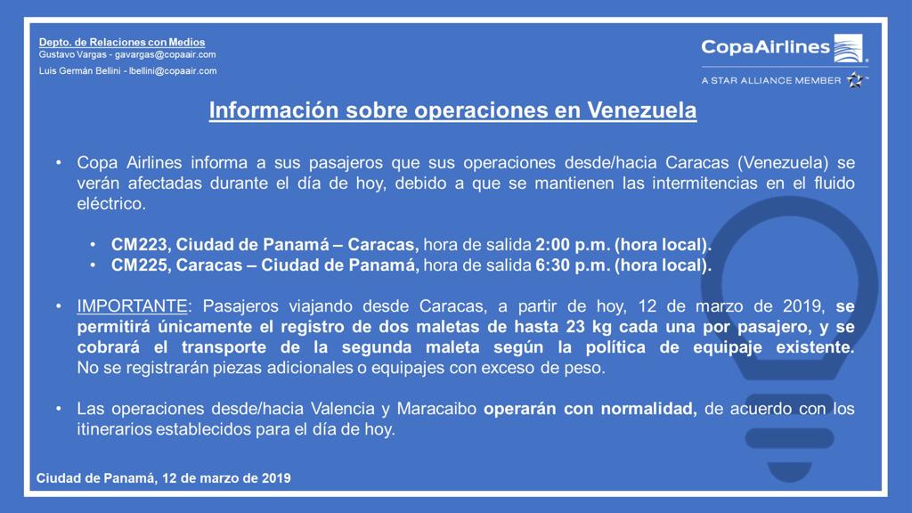 Airlines en Twitter: "Información importante para pasajeros viajando desde y hacia #Venezuela #CopaAirlines https://t.co/371U2rzWtX" / Twitter