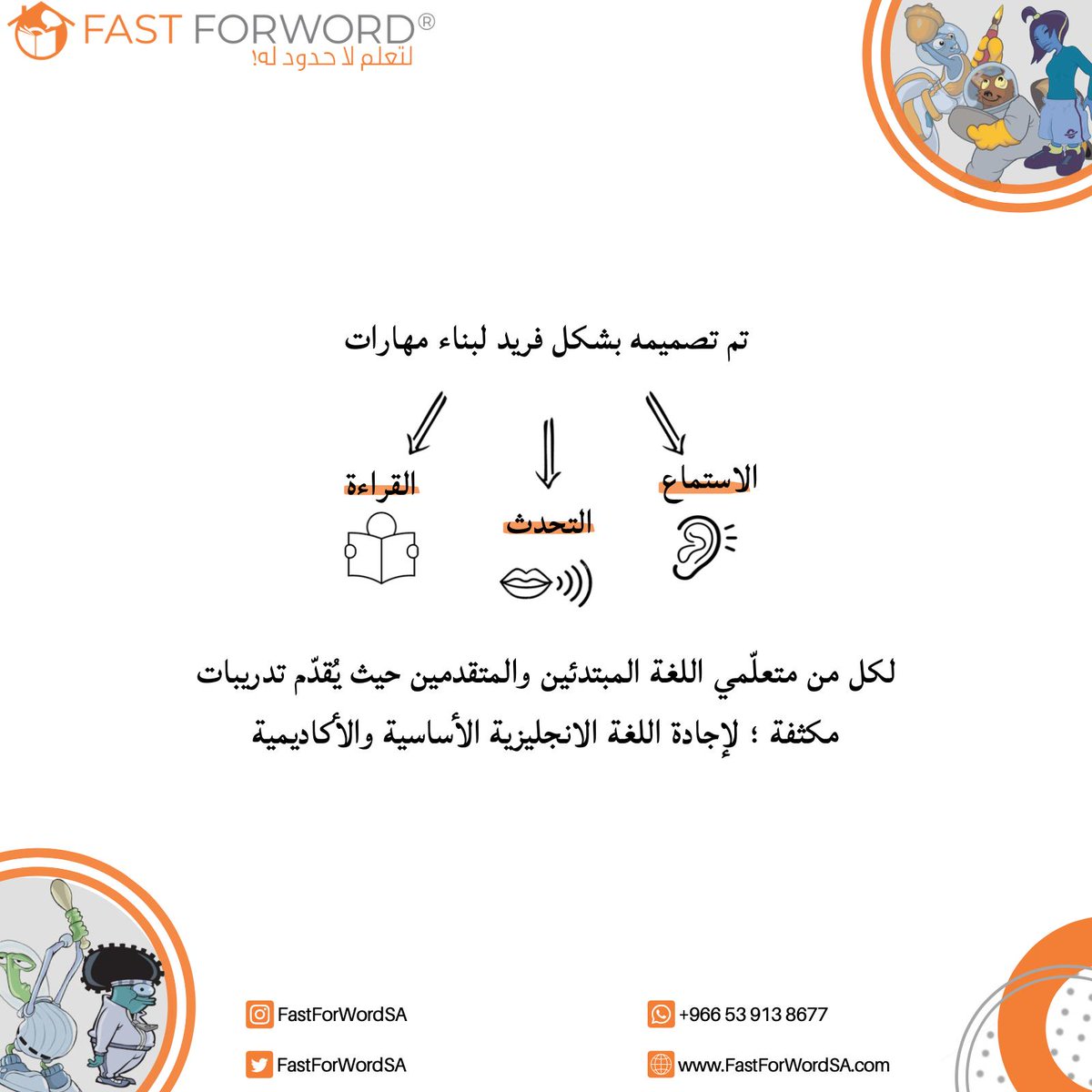 FastForWordSA's tweet image. تعلم الانجليزية بشكل ممتع!