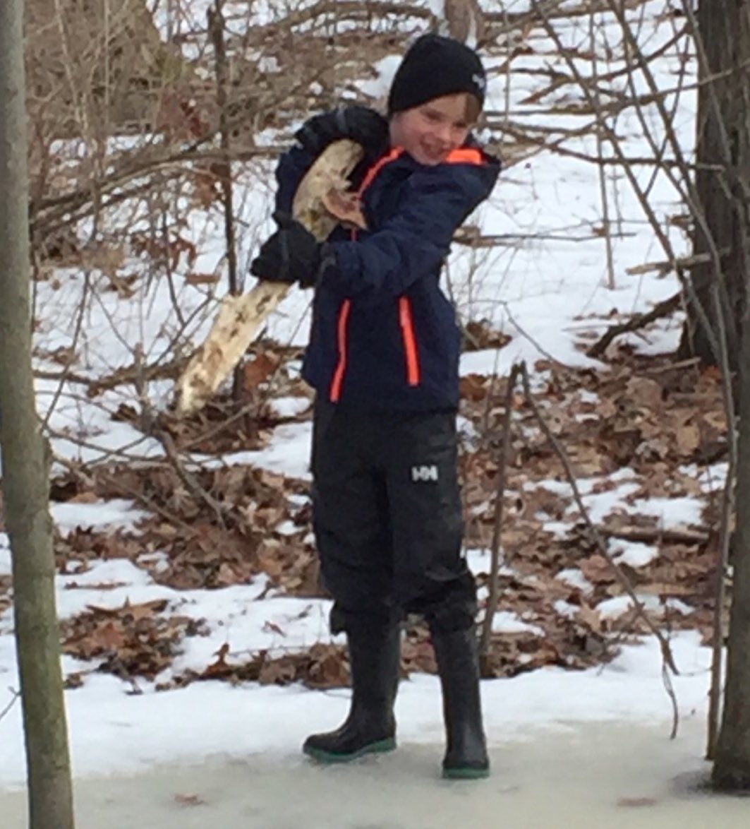 Childreach's tweet photo. Our #wildchild day camp is in full swing with ice, ice and more ice.  The campers practiced navigating the icy terrian using creative ways to move through the forest. They experimented with their footing and balance on a shallow frozen pond.  #capable #competent #forestkids https://t.co/1TlWnSa0xc