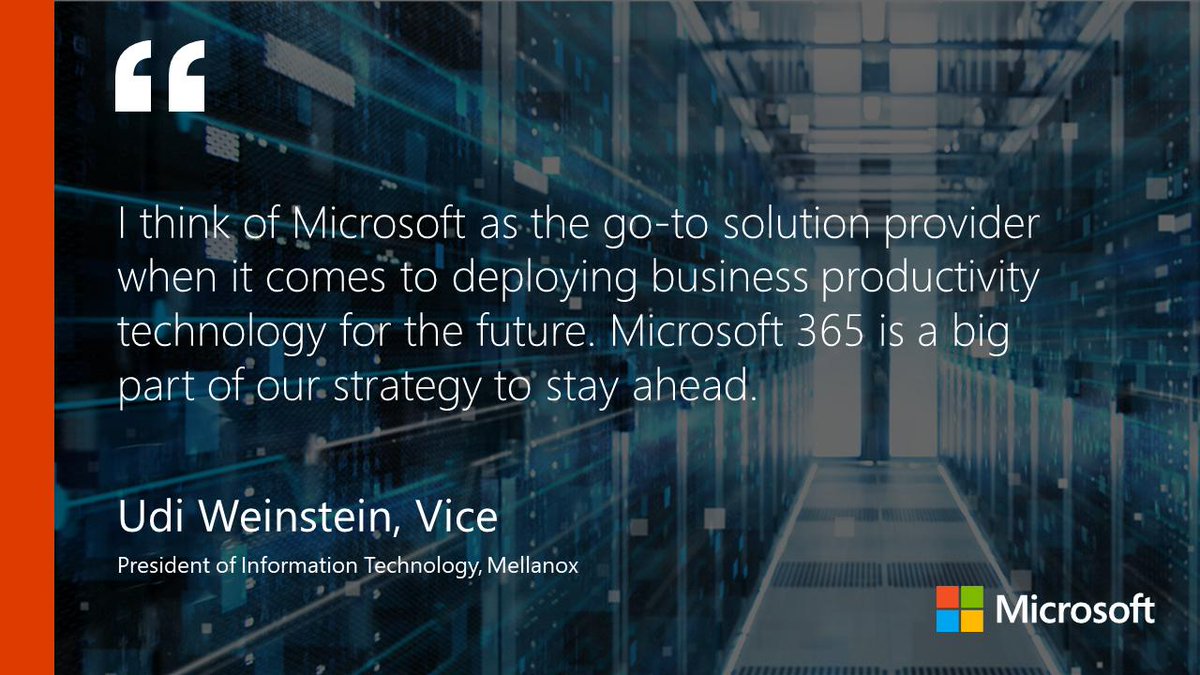 whymicrosoft's tweet image. .@mellanoxtech uses #Microsoft365 to build a mobile work culture where Enterprise Mobility+Security delivers highly secure workplaces. msft.social/6IqTty