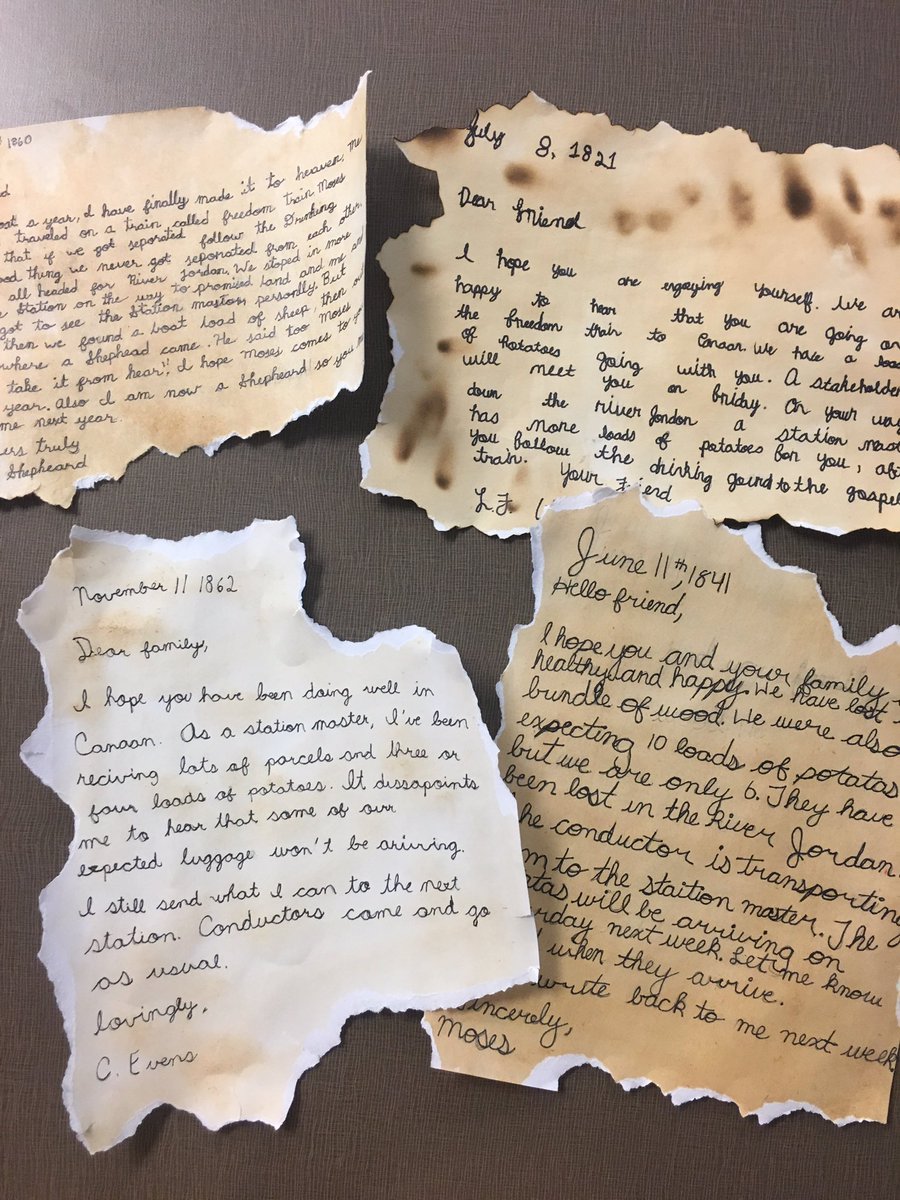 tmcGrade5's tweet photo. #tmc52 Our awesome Underground Railroad secret letters done in cursive writing! https://t.co/Pg7U66OylB