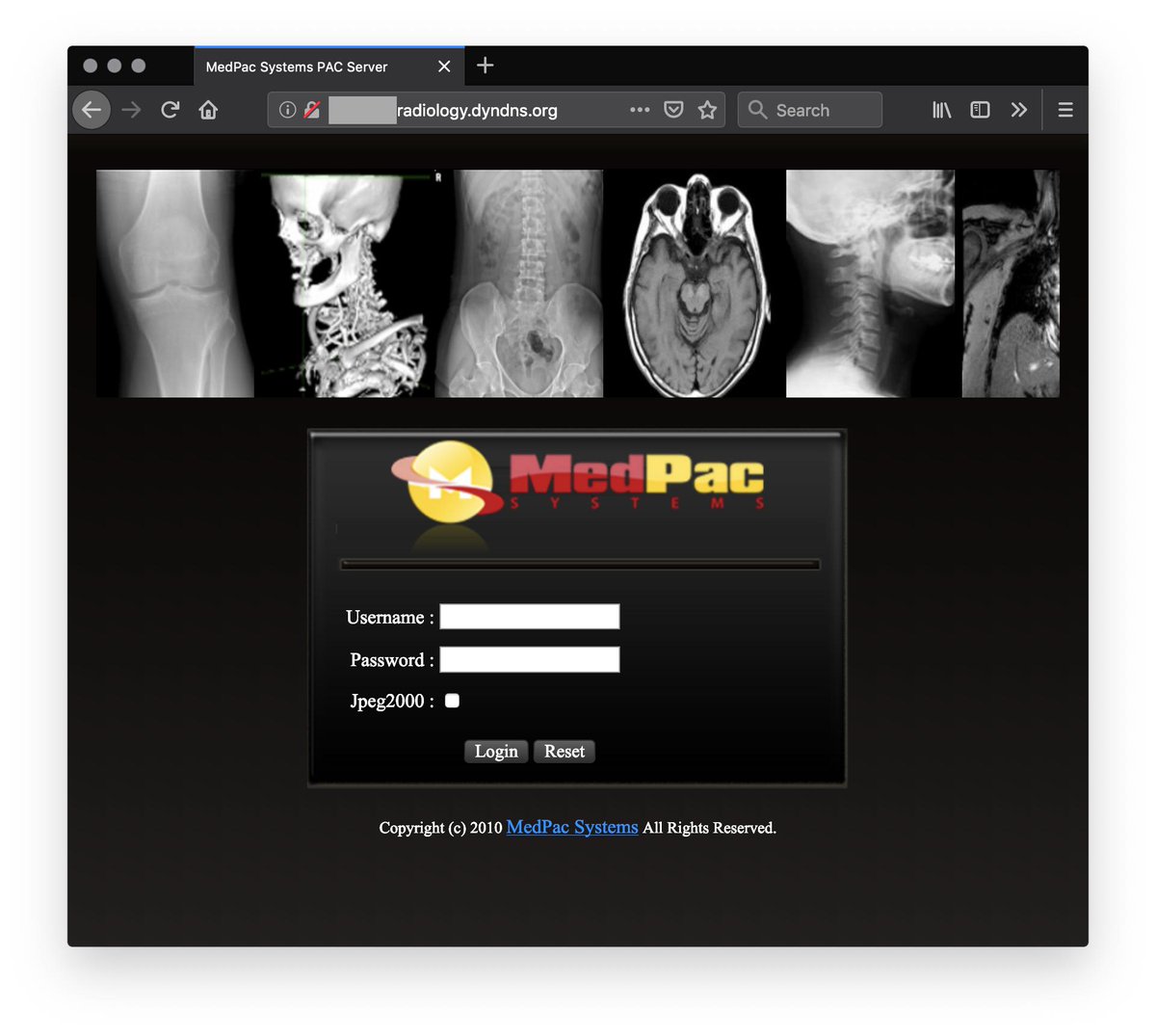 xme's tweet photo. Medical imaging, no SSL, dyndns, … #WTF /cc @_j3lena_ https://t.co/oC7J0JAZrm