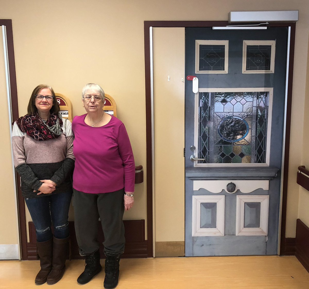 LGHealthNL's tweet photo. The protective care unit at the Happy Valley-Goose Bay Long-Term Care Home enhanced the home-like feel for its residents by having them choose a True Door decal for their rooms, thanks to funding by the local Auxiliary! Find out more about True Doors at https://t.co/rtXihNC4Vy https://t.co/oghU2GI0PI