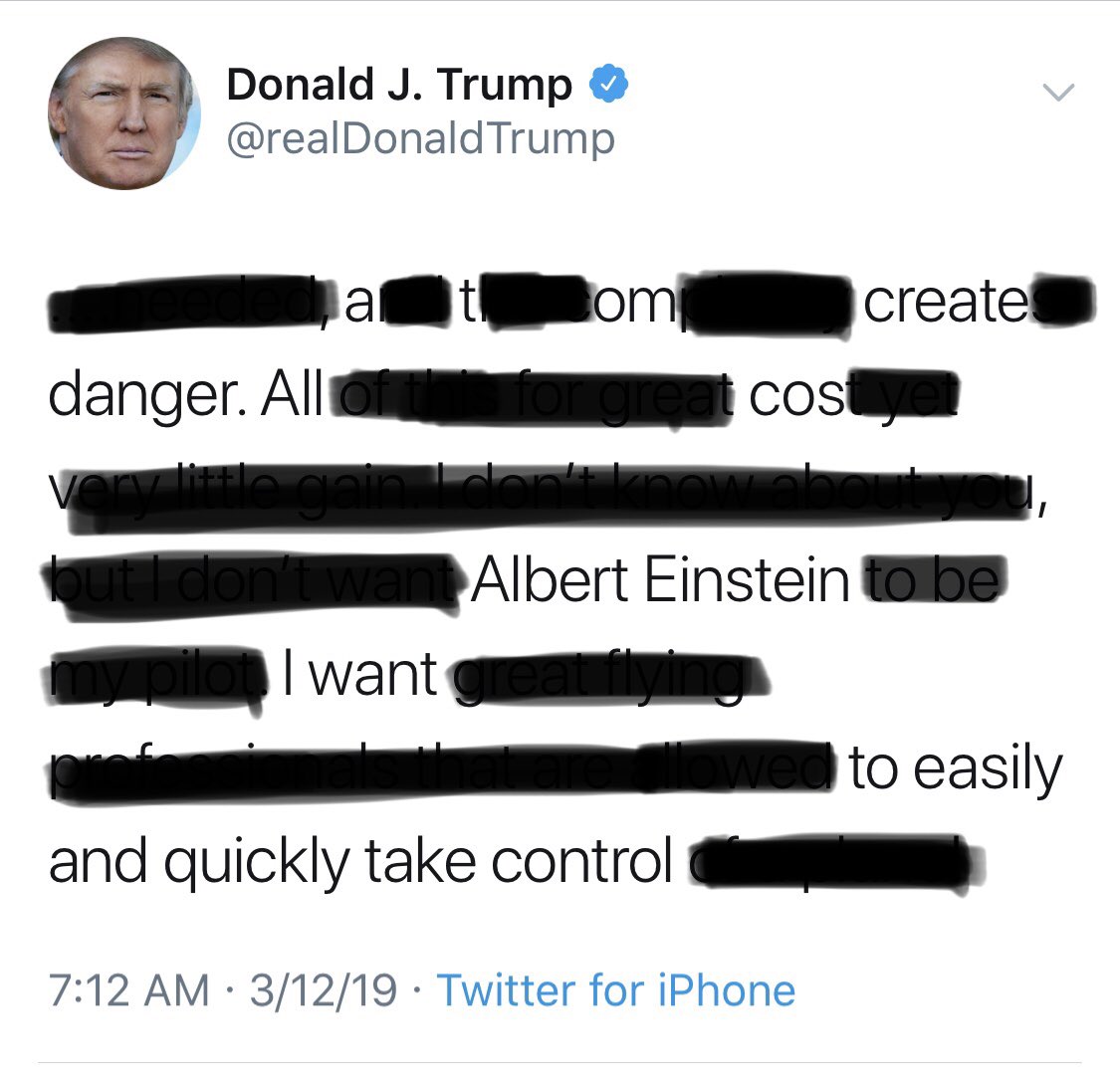 Michaelspadoni's tweet photo. #redactedtrump #Boeing737Max. Airplanes are to fly. Pilots are needed. Computer scientists from MIT. I always go one unnecessary step further when old and simple. Better split atom. Create danger. All cos Albert Einstein. I want to easily and quickly take control https://t.co/4S8c19EDAG