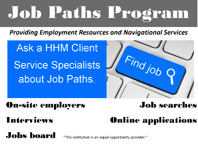 HHMFoodPantry's tweet photo. Our Job Path's program helps our clients with employment resources like on-site interview, online application assistance and current job openings. #MoreThanaPantry #JobPaths #Employment https://t.co/mnSe6lpG9c