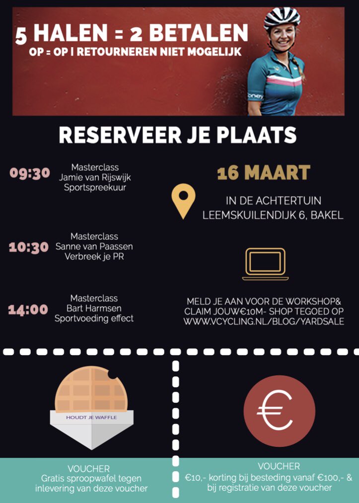 Veerle_Goossens's tweet photo. YARD SALE | 5 halen = 2 betalen 🤑
Aanstaande zaterdag 16 maart organiseer ik een Yard Sale. Heel veel korting + inspirerende masterclasses + gratis verse stroopwafels. Zie ik je daar?! Aanmelden is niet verplicht wel gewenst: https://t.co/U0GQHnEJjt https://t.co/Ezdejlbfxm