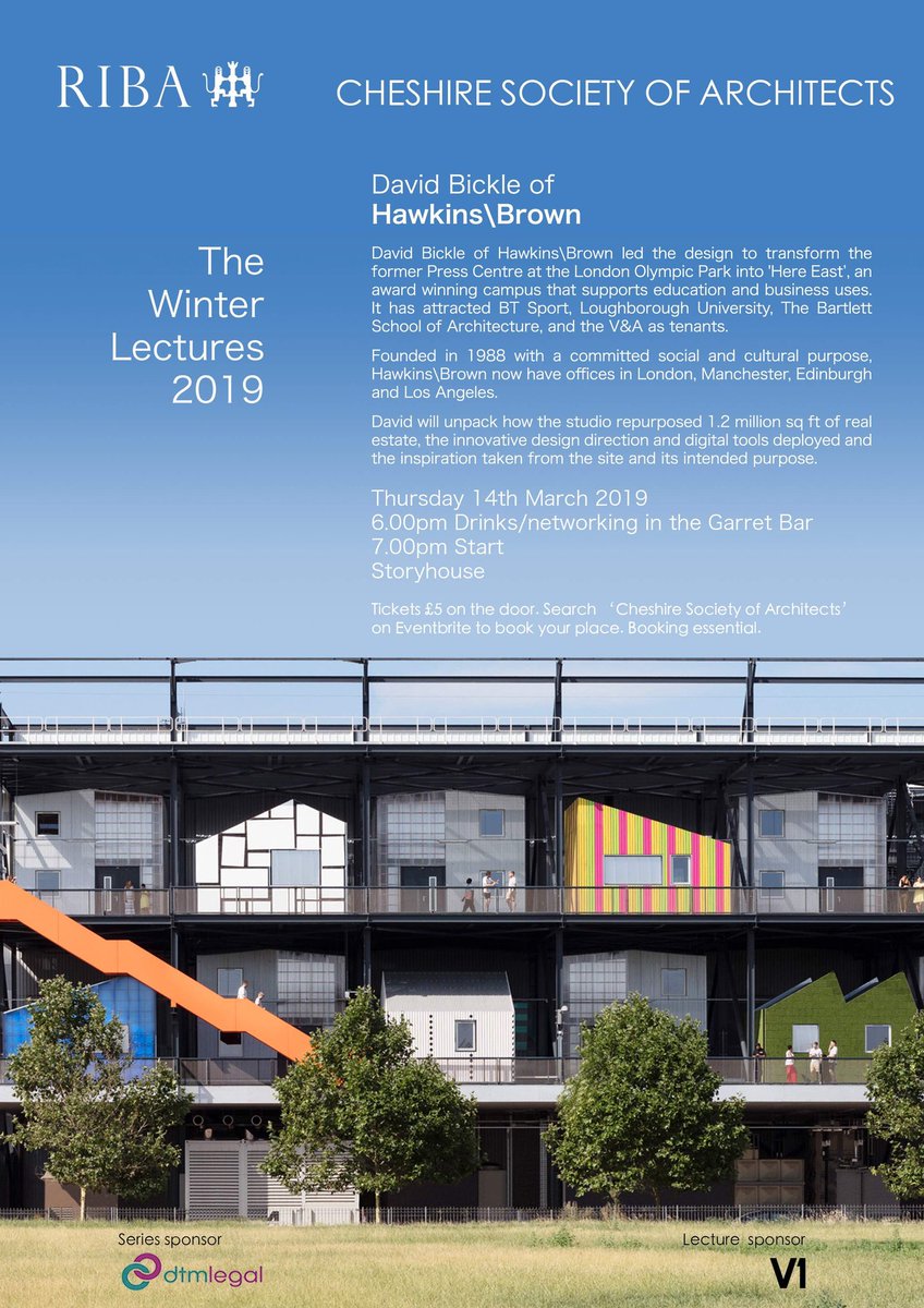 Cheshire Society of Architects (@cheshiresocarch) on Twitter photo There are limited tickets still available for our final lecture in the series this Thursday <a href="/StoryhouseLive/">Storyhouse</a> Free drink on arrival for first 60. Speaking is <a href="/Hawkins_Brown/">Hawkins\Brown</a> and the subject is <a href="/HereEast/">Here East</a>. All welcome <a href="/ShitChester/">12 years of Shitchester</a> <a href="/RIBANorthWest/">RIBA North West</a> eventbrite.co.uk/e/cheshire-soc… <a href="/EventbriteUK/">Eventbrite UK</a> There are limited tickets still available for our final lecture in the series this Thursday <a href="/StoryhouseLive/">Storyhouse</a> Free drink on arrival for first 60. Speaking is <a href="/Hawkins_Brown/">Hawkins\Brown</a> and the subject is <a href="/HereEast/">Here East</a>. All welcome <a href="/ShitChester/">12 years of Shitchester</a> <a href="/RIBANorthWest/">RIBA North West</a> eventbrite.co.uk/e/cheshire-soc… <a href="/EventbriteUK/">Eventbrite UK</a>