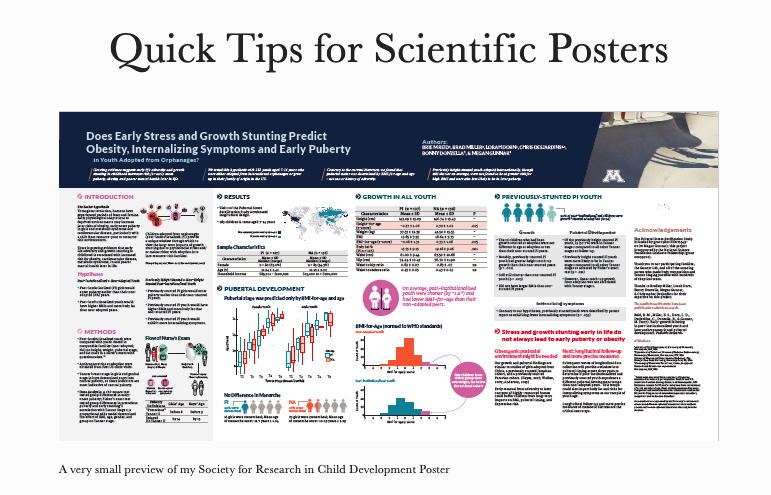 Just a friendly #phdlife reminder: I made some poster design tips for all of those presenting posters at #SRCD19 <a href="/SRCDtweets/">Society for Research in Child Development</a> (with an example!) briemreid.com/news/2017/3/24…