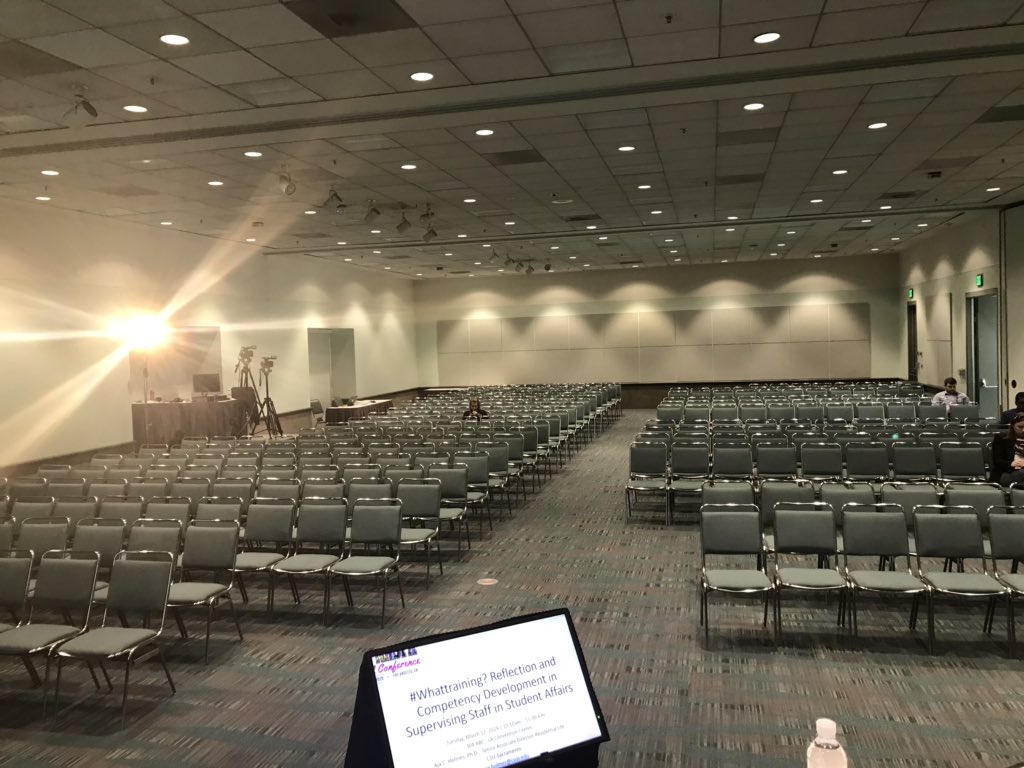 AjayHolmes's tweet photo. Sooooo this is the size room I’m about to present in! Oh and by the way it’s being live stream! @NASPAtweets  what have I gotten myself into! #NAPSA19  #Supervision https://t.co/nka79UOfCF