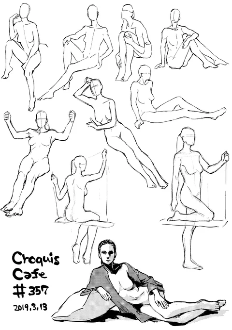 筆がのらなかったので割り切って制限を無視してダラダラ描いてしまい申し訳程度にトーンなど貼ってみたり。美しいモデルさんに申し訳ないので後日リベンジするべし! #croquiscafe #えをかこー 