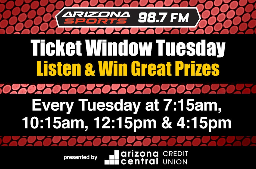 AZSports's tweet photo. It's Ticket Window Tuesday!

Listen on 98.7 FM, our app or online for the chance to win tickets to see the #Coyotes! https://t.co/tDfV4MoZ8W https://t.co/ZBplzkiBIB