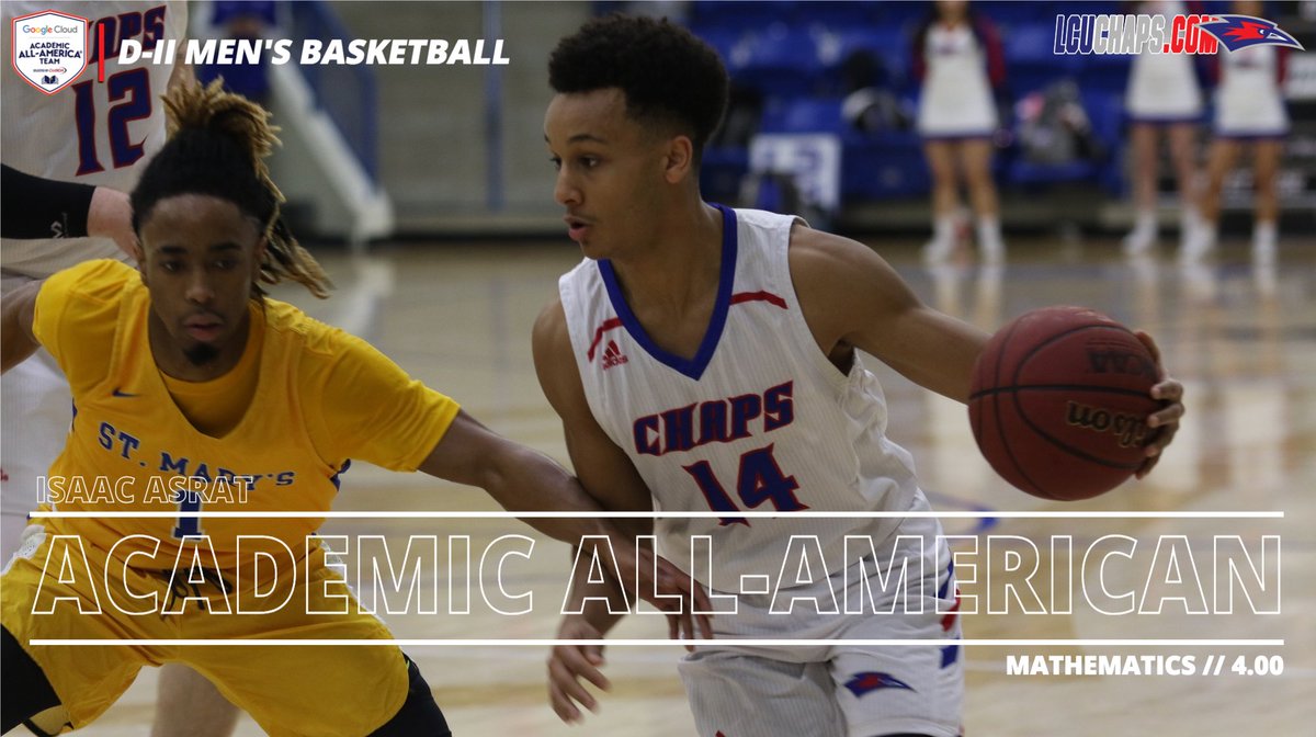 LCUCHAPS's tweet photo. 🏀MBB | Senior @LCU_Chaps Guard Isaac Asrat was named the Google Cloud Academic All-America Team Member of the Year award winner for men's basketball. 

📰READ MORE👇
https://t.co/fdqxlsoKXl https://t.co/yE3TJTGs4O