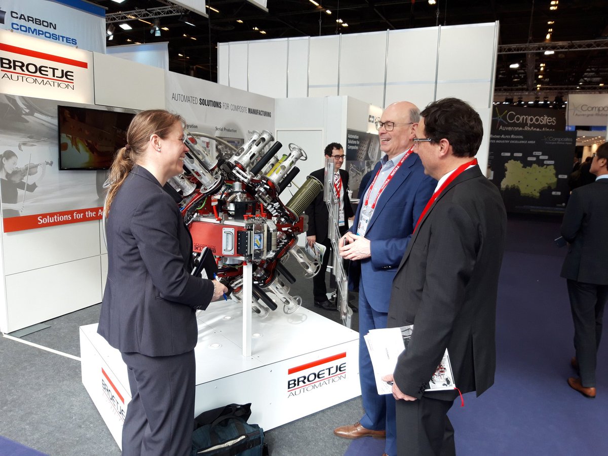NSteinkemper's tweet photo. Day 1 #JECWorld is coming to an end. Our new developed #AFP endeffector already rose a lot of interest. A very busy and very successful day in #Paris. See you tomorrow in Hall 5 Booth G67 #Composites #Automation #Fiberplacement @CarbonComposit1 https://t.co/5kIbBIWtti