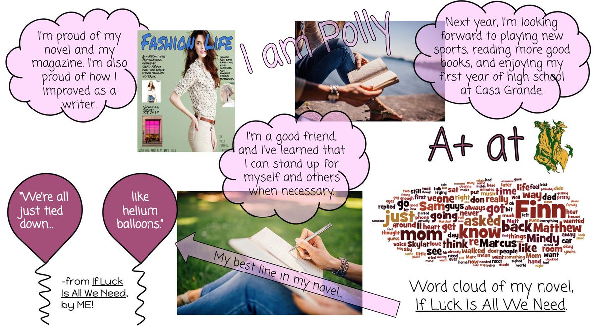LAMBRADLEY's tweet photo. @edutopia @fastcrayon Like this one! Ha ha - totally forgot that I had students do this a few years ago... #reflection #pride #accomplishments #goals @NaNoWriMo #magazineproject https://t.co/CXvepKoPSy