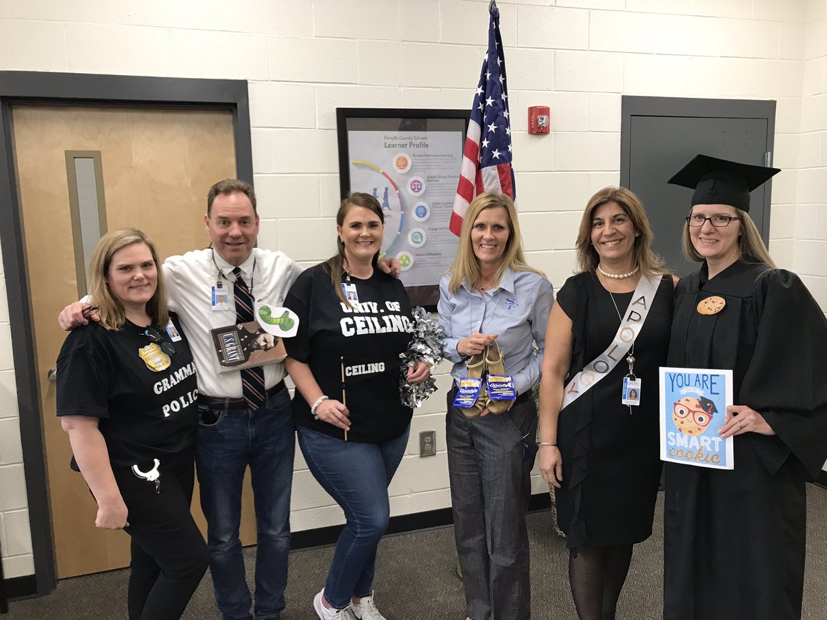 SouthMosaic's tweet photo. Our admin dressed in their literary puns best! #sofoliteracy #sofomo #sofoflocked @SouthForsythHS @ldubillson @cmacopedia @mckeechem @singinghistory @MrsHewittSFHS https://t.co/1CoLQdzVru