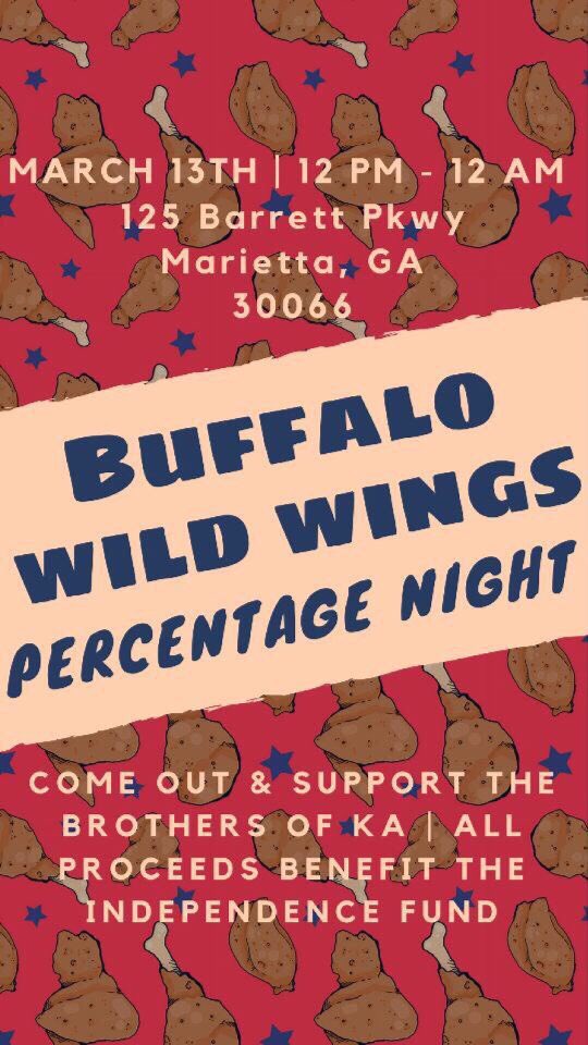 Make sure y’all stop by Buffalo Wild Wings tomorrow. We’ll be there all day raising money torwards The Independence Fund!