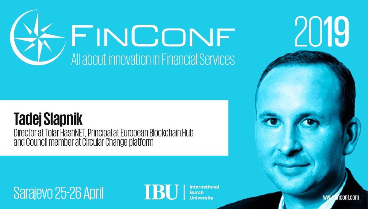 TadejSlapnik's tweet photo. As representative of @TolarHashNET together with @TanjaBivic, Jure Pirc and @nenadokuzov I will participate as a speaker The FinConf 2019 on 25. of April at The Slovenian Model Panel:
https://t.co/549ii5xDMJ
#blockchain #innovation #circulareconomy #finconf https://t.co/zopQnjGSaE