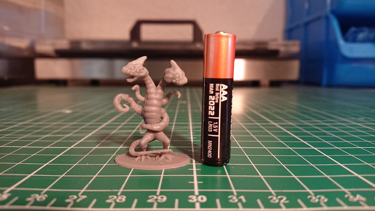 MGmaker's tweet photo. A project that is on a different scale...  Demogorgons!  In "Stranger Things" and "Dungeons &amp; Dragons" styles.  And of course Bender from "Futurama".  All 37mm tall.  (AAA battery for scale.)  In @formlabs grey SLA resin; more photos on https://t.co/qcMeUZFTGj https://t.co/3ElR4i66ga