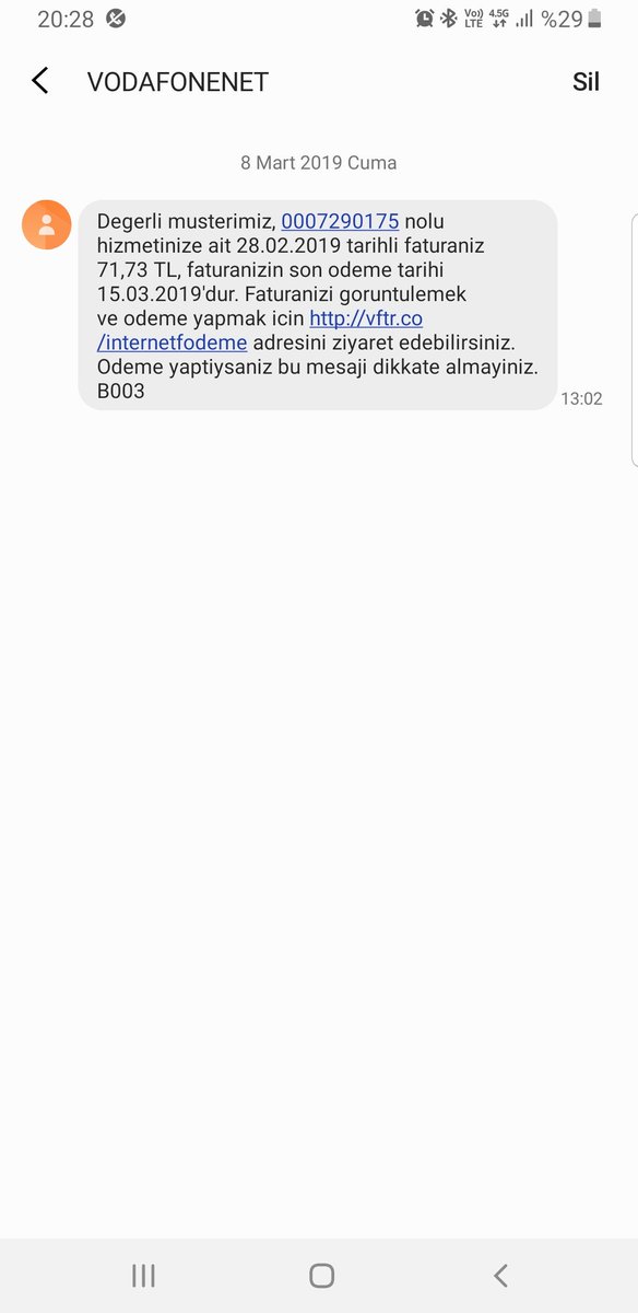 ilkimceker's tweet photo. @VodafoneDestek 45 gun hala cozum yok . Telefonla gorustum ordanda en kisa sürede cözücegiz cevabi . Tek kelime var soylenecek allah dusmanimin basina vodafonet versin . Aciz bir ekip !!! Hizmet vermedigi gunlerin faturasinida almayi unutmuyor ekte oldugu gibi https://t.co/41ASUg3vY9
