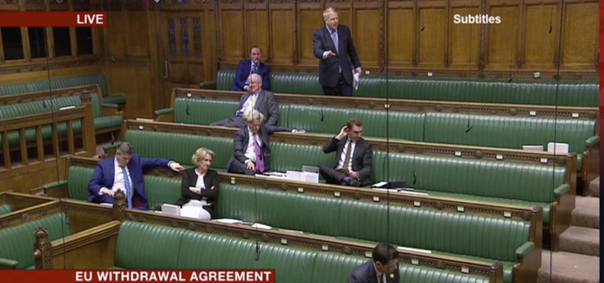 paulwaugh's tweet image. Boris Johnson is speaking to a largely empty Commons chamber. Not quite the box office draw a leadership contender would expect.
He was the future once.