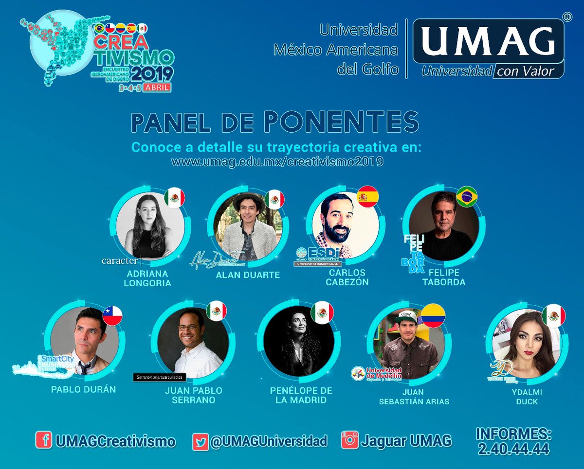 UMAGUniversidad's tweet photo. #creativismo2019 @UMAGUniversidad conoce a nuestros ponentes Diseño Smart este 3, 4 y 5 de Abril en @ExplanadaPueb no te lo puedes perder ⭐️ https://t.co/Vwhv6E45wA