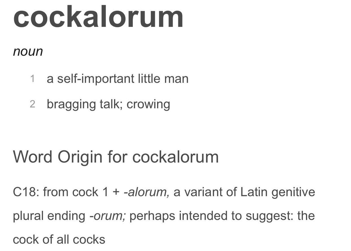 AshleyNHorne's tweet photo. when I was a kid my grandad would call me his cockalorum, I thought it was a cool little nickname. Twenty years later I finally looked up what it means https://t.co/Tfq6vd89C1