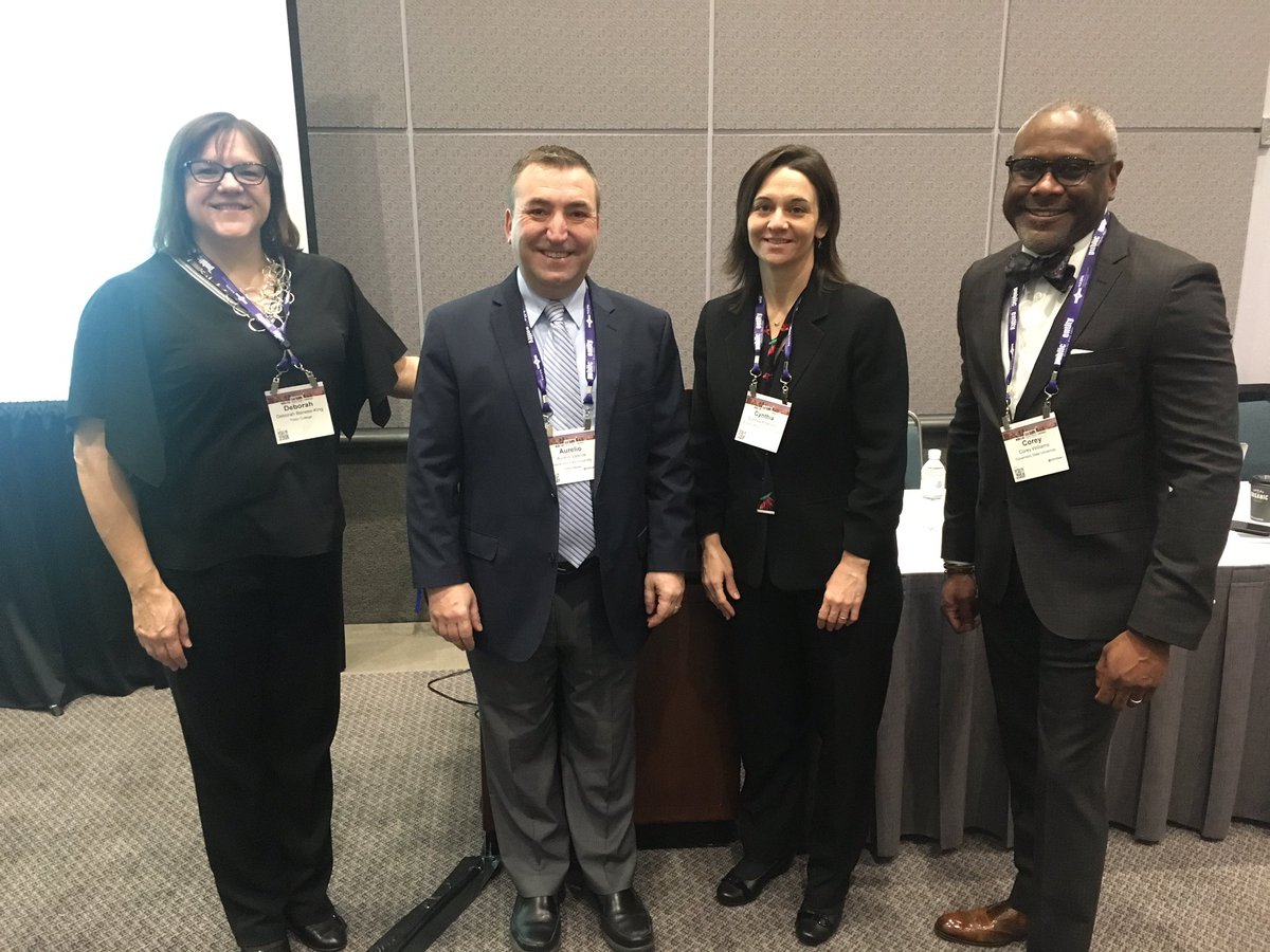 AurelioOnCampus's tweet photo. Thank you to Drs. Deborah Baness-King (@tritoncollege) and Cynthia Anderson (@morainevalley) for joining us in showcasing @Governors_State #GSUDDP and promoting #communitycollege baccalaureate #degree #attainment #studentsuccess #opps4all at #NASPA19 https://t.co/TiH5MonoDr