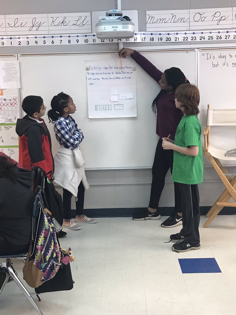 MissYork1st's tweet photo. Students taught the class today as we learn how to multiply a whole number by a mixed number #thestudentbecametheteacher #GVESPride https://t.co/TDc8sT0i6o