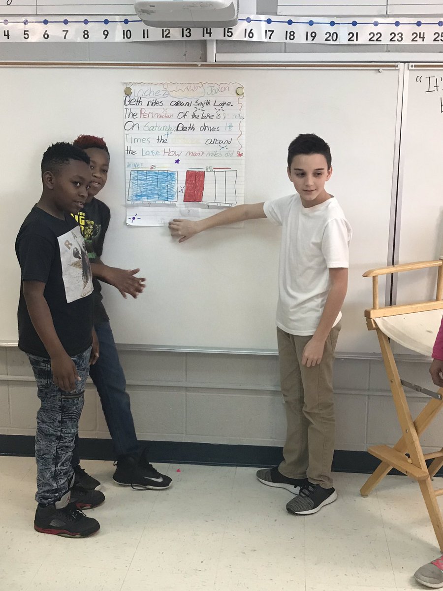 MissYork1st's tweet photo. Students taught the class today as we learn how to multiply a whole number by a mixed number #thestudentbecametheteacher #GVESPride https://t.co/TDc8sT0i6o