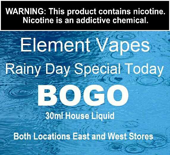 elementvapes's tweet image. Rainy Day 30ml BOGO Special Today at Element Vapes Wichita Kansas #westWichita #igwichita #wichitakansas #WSU #wichita #shocker #wichitaks #shoplocalict #ict #madeinict #derbyks #maketheswitch #elementvapes