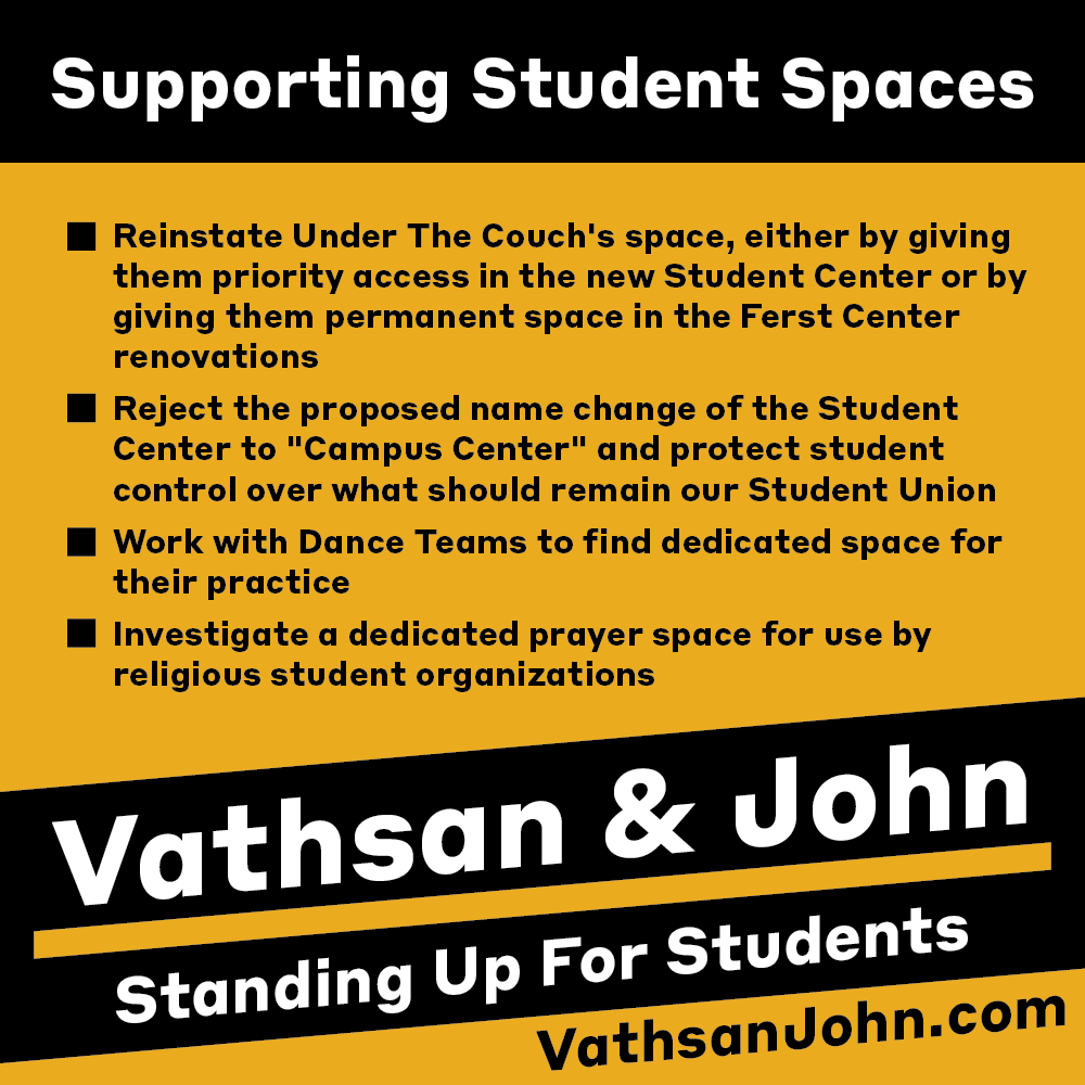 VathsanJohn's tweet photo. We must support the arts and defend spaces for student expression on campus. Under The Couch, which has had dedicated space on campus since 1995 and been in the Student Center for nearly a decade, must be defended!
#StandingUpForStudents https://t.co/OfJ2bfm51B