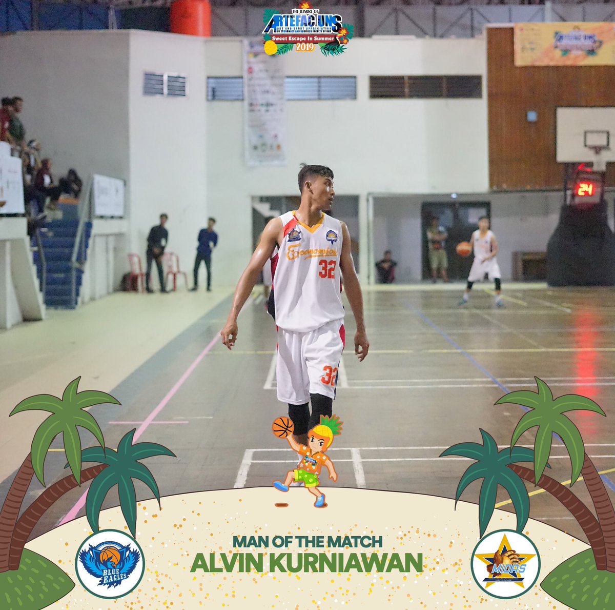 artefacuns's tweet photo. [DAY 4]

BASKET COMPETITION🏀

Full Time
UNIVERSITAS SEBELAS MARET (40) - (46) UNIVERSITAS ATMA JAYA

Category: UNIVERSITAS
📍 GOR UNS, Surakarta

Man of The Match:
Alvin Kurniawan - UNIVERSITAS ATMA JAYA

#BASKETCOMPETITION
#ARTEFACUNS2019
#LAHIRDANBESAR
#SWEETESCAPEINSUMMER https://t.co/nvNTeYIN3W