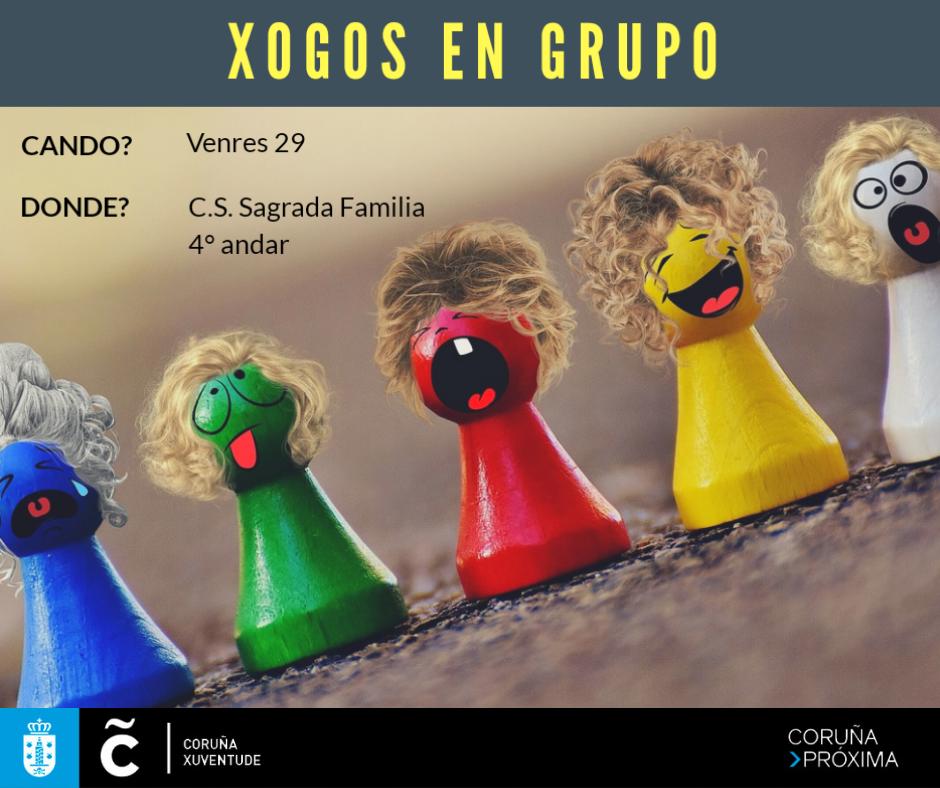 corunaparticipa's tweet photo. Reúne a túa pandilla e goza este venres dos xogos en grupo! Achégate até #MocidadeSF o venres 29 e desfruta dunha tarde de risas aseguradas.
Estamos na 4ª planta do centro social da Sagrada Familia desde as 5 da tarde até as 11 da noite. Ven e participa!!
#oteuespazo #oteutempo https://t.co/JTOc4AcyBL