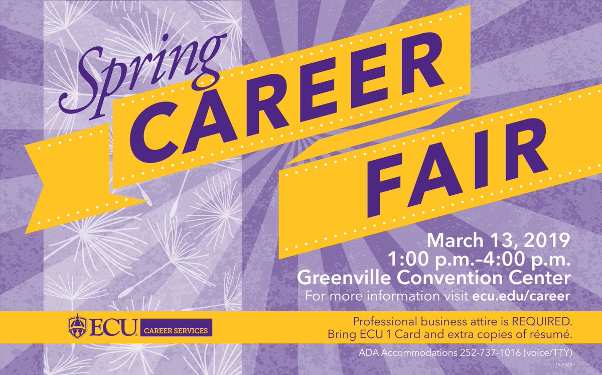 We can’t wait to talk with students about our job opportunities at the spring @ECUCareer fair tomorrow from 1:00-4:00 p.m. See you soon #ECUPirates! #ECUCareerFair