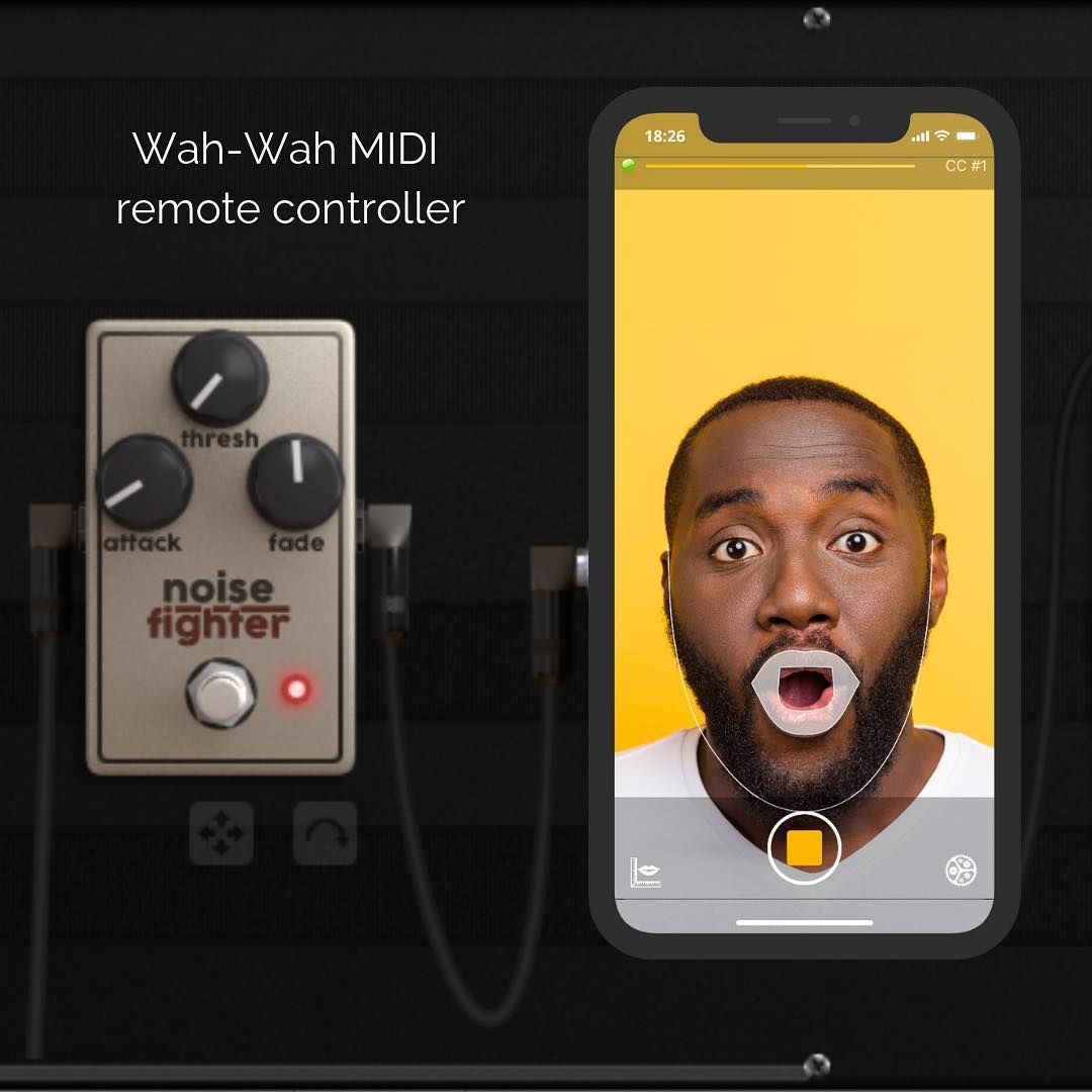 beat_bars's tweet photo. Wah-Wah Controller 😮 Control your MIDI devices using your lips. Just say "wah wah" and send corresponding MIDI events wirelessly. #midicontrollers #vst #audiounits #musicmaking #expressionpedal #ampsimulator #footpedal #iphone #wahwah #keyboardist #facecontroller #facetracking https://t.co/vR9YdJoSX9