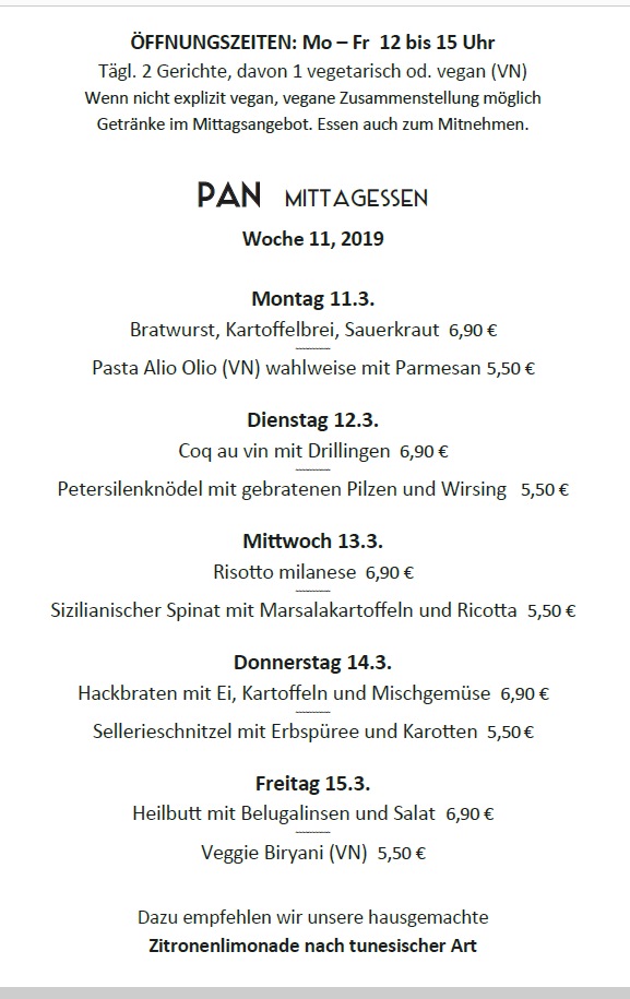 PANLokal's tweet photo. Hier ist die neue Mittagskarte. Viel Spaß damit und einen guten Wochenstart! 👩‍🍳👨‍🍳 #Leipzig #Lindenau #Mittagessen #Lunch https://t.co/6bEQiz5izZ