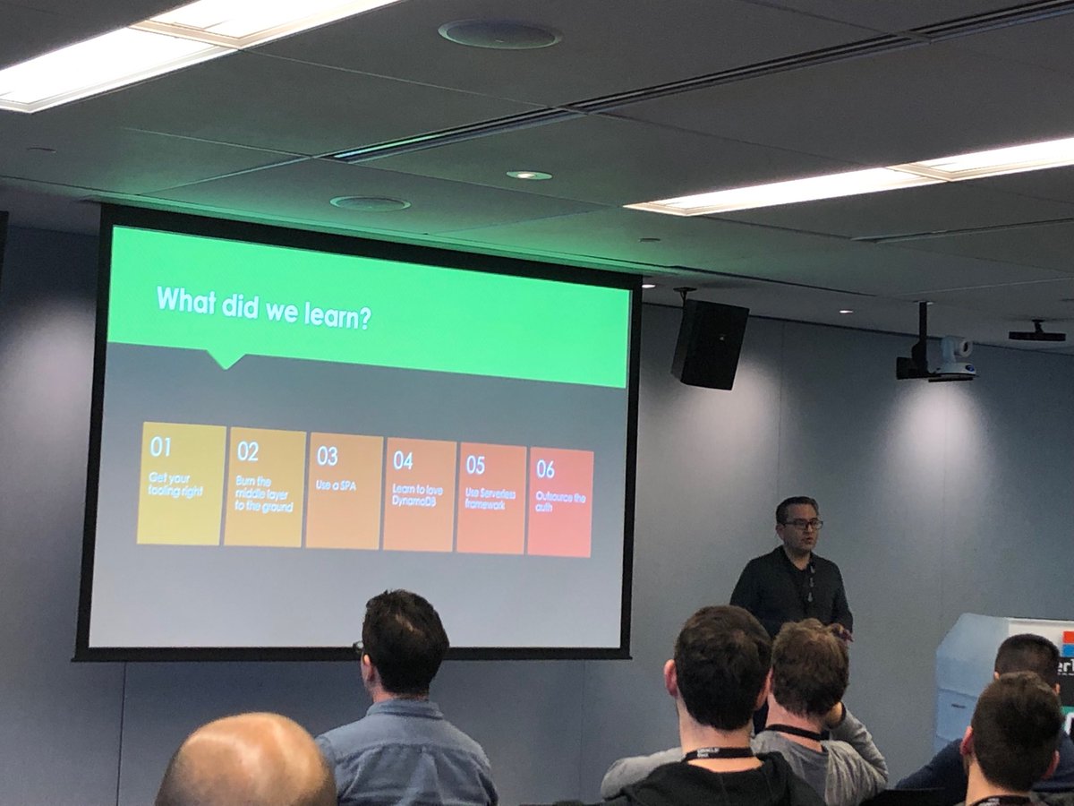 Watching ⁦<a href="/jbesw/">jbesw</a>⁩ share some key insights from his ramp up on #serverless ⁦<a href="/ServerlessBOS/">ServerlessDays Boston</a>⁩ #ServerlessDaysBOS